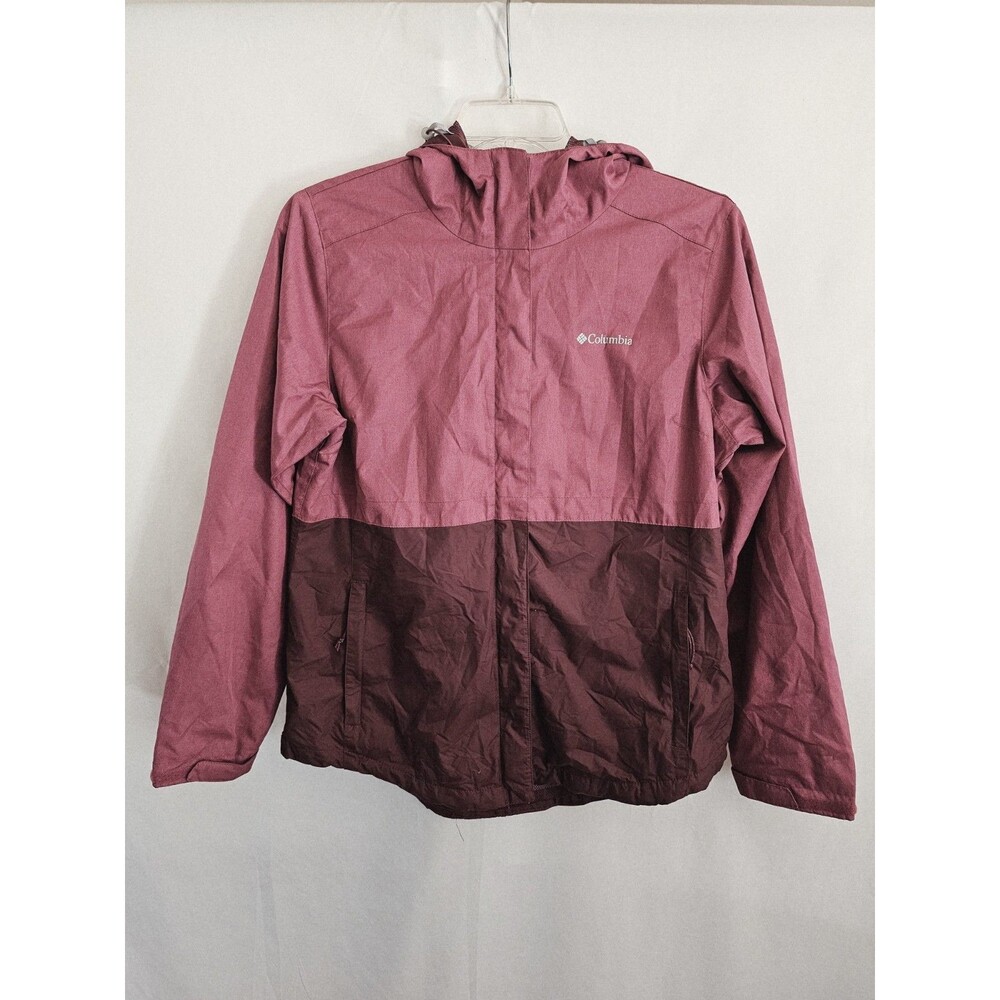 Columbia jacket womens hooded pink maroon size xl lightweight windbreaker